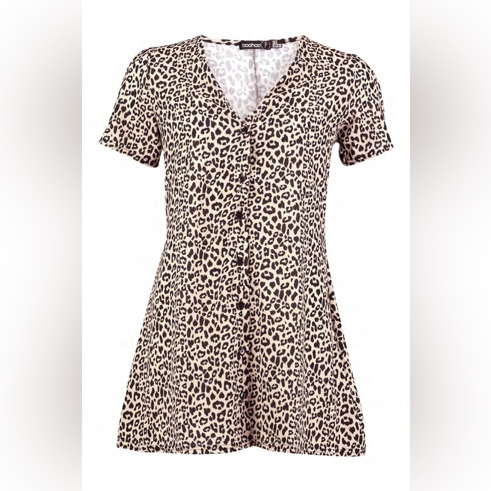 NWT! Petite leopard button down dress